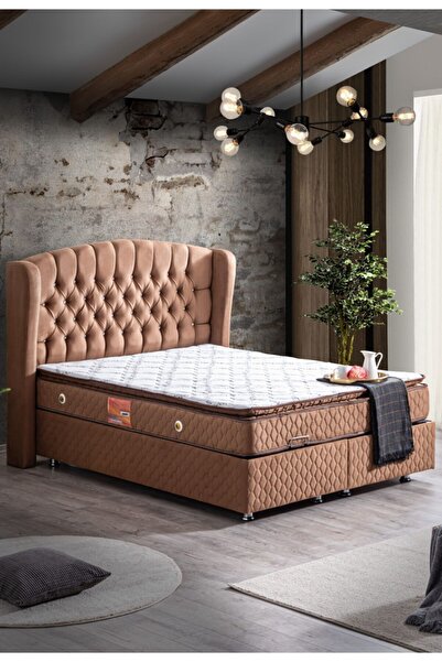 Setay Nice Baza Başlık Ve Real Pedli Full Ortopedik Yatak, Açık Kahve