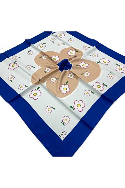 Levidor μπλε κοβαλτίου Μπλε Μεταξωτό Φουλάρι Τιβίλ με σχέδιο 070140