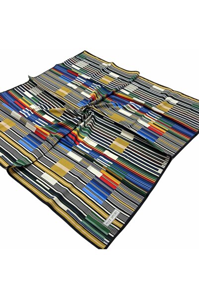 Aker Sarı-siyah Geometrik Desenli Sport Tivil Eşarp 3410797-915