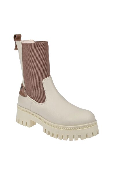 pullman Maximino Hakiki Deri Lastikli Kadın Bot MX-ZMB-02 BEJ