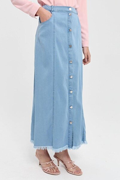 Nihan Front Buttoned 5-Pocket Skin Skirt
