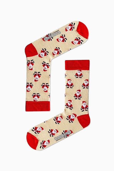 CARNAVAL SOCKS Коледни цветни чорапи с шарка на Дядо Коледа