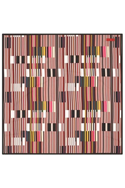 Aker وشاح تيفيل رياضي منقوش هندسيًا باللونين العنابي والأسود 3410797 -916