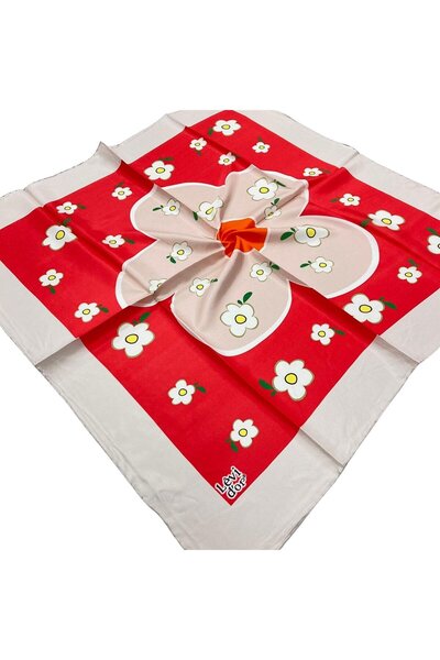 Levidor Nar Çiçeği Desenli Tivil Ipek Eşarp 070142