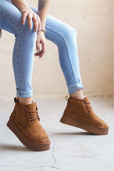 GOFFSHOES Γυναικείες κοντές μπότες Pastor Shearling - Tan Suede