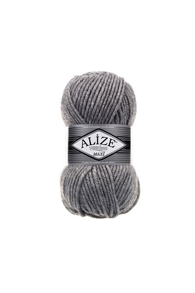 Alize Superlana Maxi Grey Melange - Μπορεί να γίνει 5x100=500gr Πουλόβερ με χοντρό πλεκτό νήμα Ζακέτα γιλέκο πουλόβερ