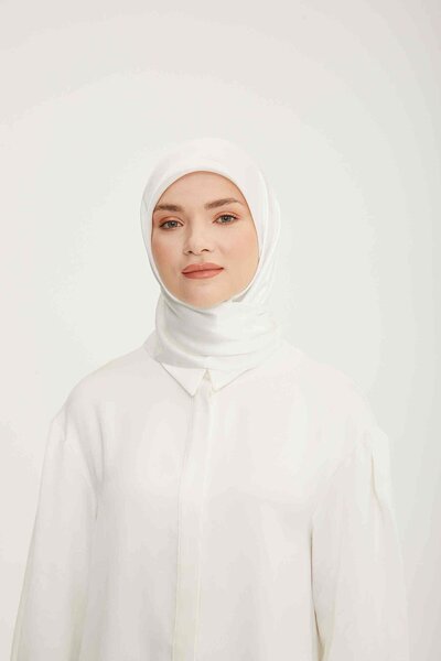 Armine Eșarfă din șifon Jan Jan, de culoare uni, albă, 01