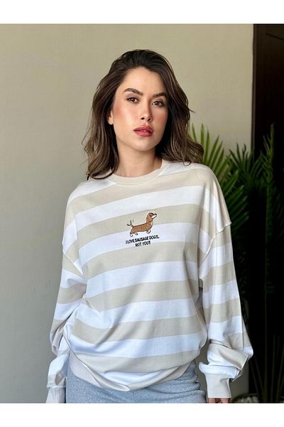 buğlem collection Oversize Dog Embroidered Women's Sweatshirt