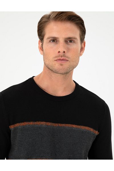 Pierre Cardin Μαύρο Slim Fit Crew Neck Πλεκτό Πλεκτό Πουλόβερ 50296439-vr046
