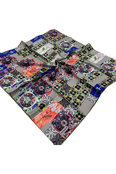 Cacharel Taş Rengi-yeşil Etnik Desen Tivil Ipek Eşarp 7204313-951