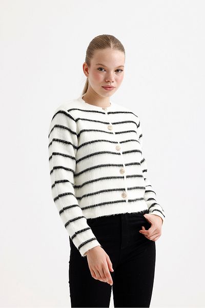 fujya BICYCLE COLLAR CHARDED GOLD BUTTONED KNITWEAR CARDIGAN