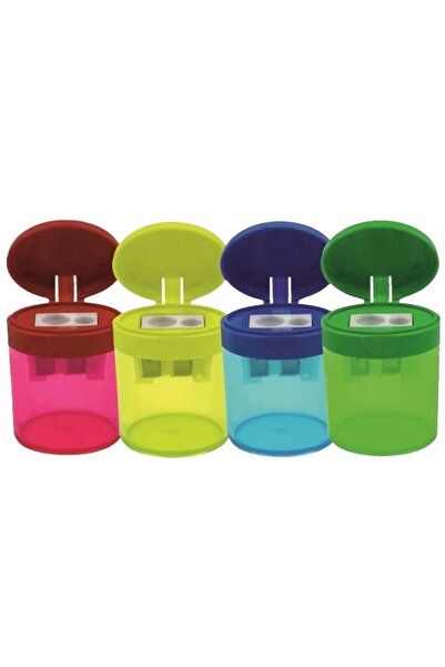 Bubu مبراة أقلام شفافة بيضاوية الشكل - مع حجرة بفتحة مزدوجة، 4 ألوان/قطعة مختلفة