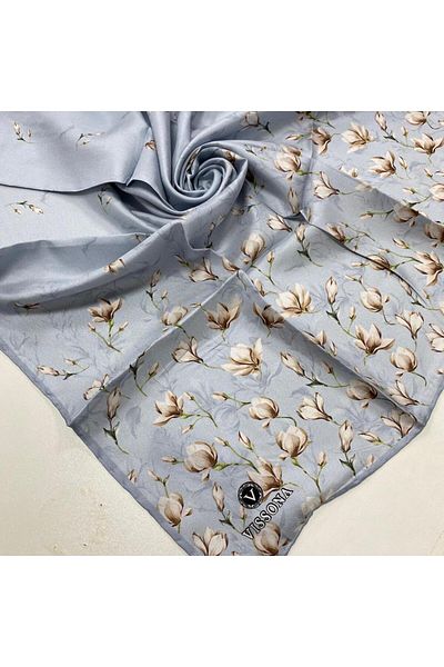 Vissona Μεταξωτό κασκόλ Tivil Ice Blue Flowers Pattern 51776-30