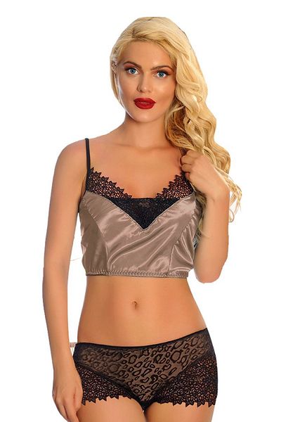 BESKAR Βιζόν Σατέν Δαντέλα Babydoll Σορτς 289
