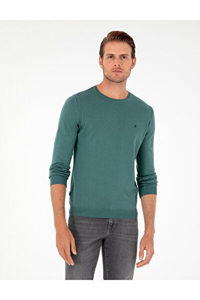 Pierre Cardin Yeşil Slim Fit Bisiklet Yaka Basic Triko Kazak 50296621-VR054