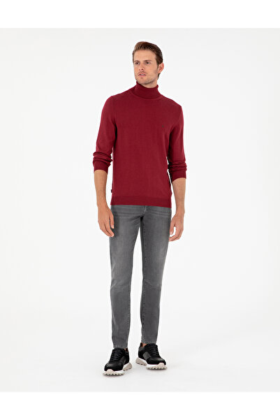 Pierre Cardin Vişne Slim Fit Balıkçı Yaka Basic Triko Kazak 50296602-VR223