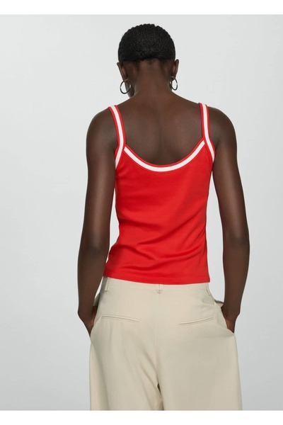 MANGO Woman Kombinált pánt nélküli kötött blúz