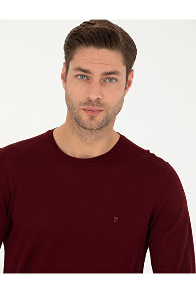 Pierre Cardin Kırmızı Slim Fit Bisiklet Yaka Yün Karışımlı Basic Triko Kazak 50270054-VR030