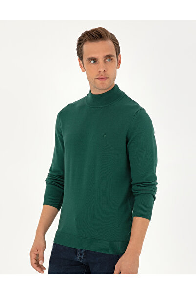 Pierre Cardin Green Slim Fit Half Turtleneck Basic Knitwear Sweater 50296548-Vr054