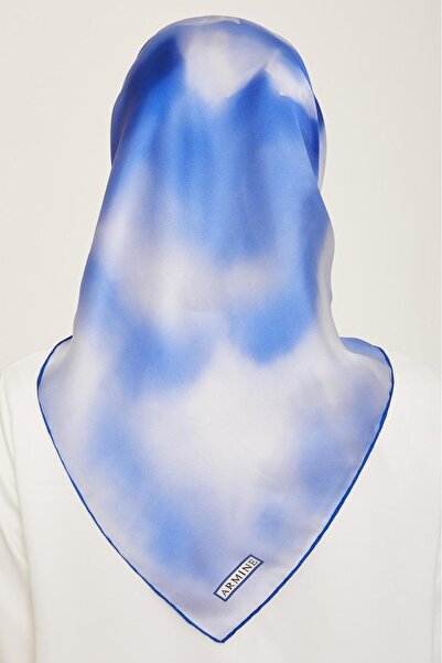 Armine Γκρι - Μπλε Μεταβαλλόμενο Μοτίβο Λουλουδιών Μεταξωτό Φουλάρι Tivil 9124 - 84