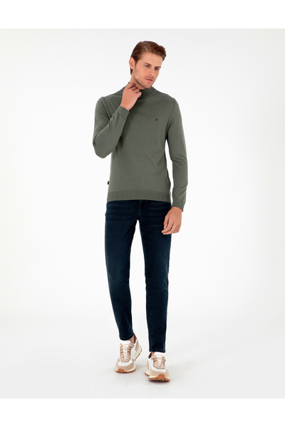 Pierre Cardin Duman Slim Fit Yarım Balıkçı Yaka Basic Triko Kazak 50296614-VR210