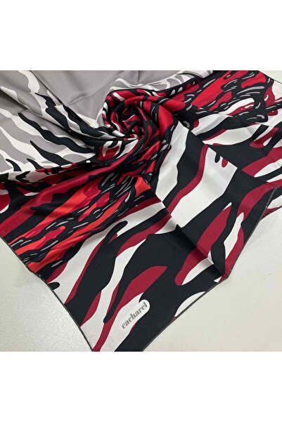 Cacharel Bordo-siyah Zebra Desen Tivil Ipek Eşarp 7825313-971
