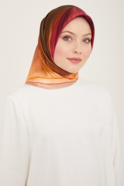 Armine Μωβ - Πράσινο Ολόγραμμα Μοτίβο Μεταξωτό Φουλάρι Tivil 9112 - 05