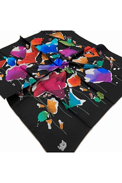 Levidor Eșarfă din mătase Tivil cu model negru 21096