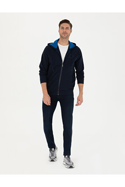 Pierre Cardin Lacivert Regular Fit Kapüşonlu Örme Hırka 50275989-VR033