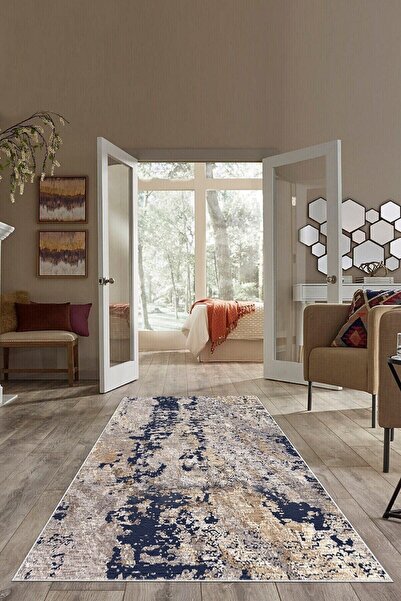 Pelangi Gri Batik Desen Renk Geçişli Yıkanabilir Kaymaz Taban Leke Tutmaz Mod...