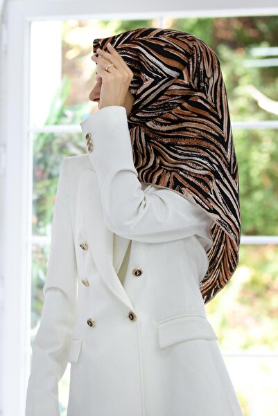 Vissona Negru - Eșarfă din mătase Tivil cu model ondulat cupru 51755 - 01 - 15