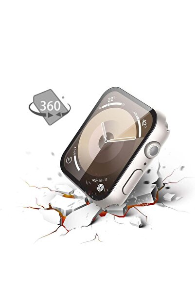 Sneezy Apple Watch 44MM 4-5-6 SE Seri Uyumlu Starlight 360 Derece Koruma ve Temperli Cam Ekran Koruyucu