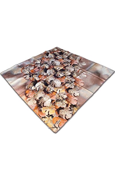 Aker Turuncu Karma Desen Tivil İpek Eşarp 8546713-931