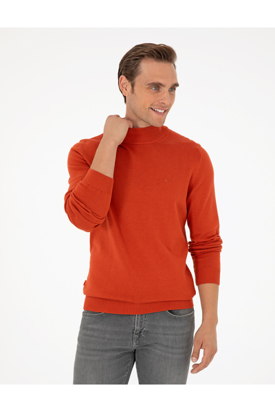 Pierre Cardin Orange Slim Fit Half Turtleneck Basic Knitwear Sweater 50296548-Vr051