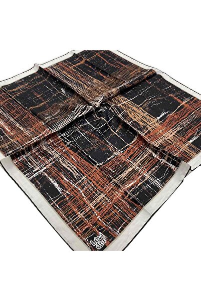 Levidor Kahve Desenli Tivil İpek Eşarp 21104