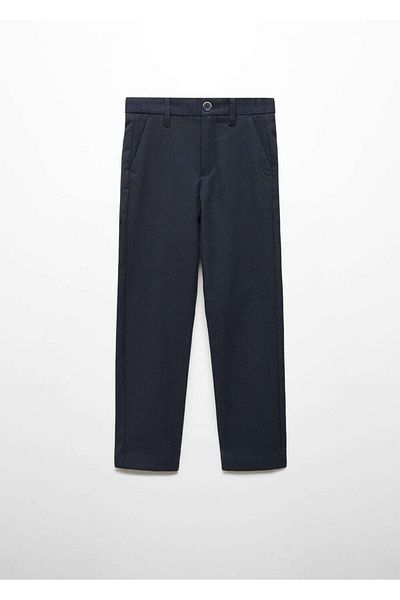 MANGO Kids Pantaloni albastru închis pentru copii
