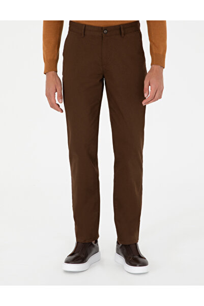 Pierre Cardin Kahverengi Regular Fit Kanvas Pantolon 50292505-VR029