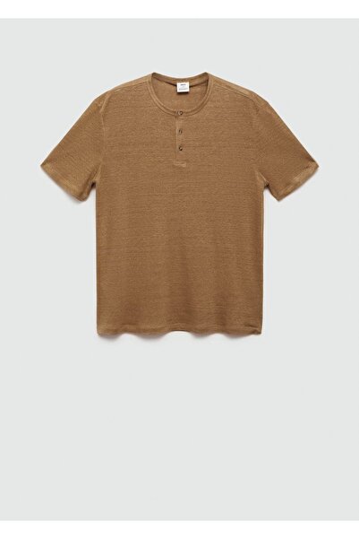 MANGO Man Slim fit keten karışımı tişört