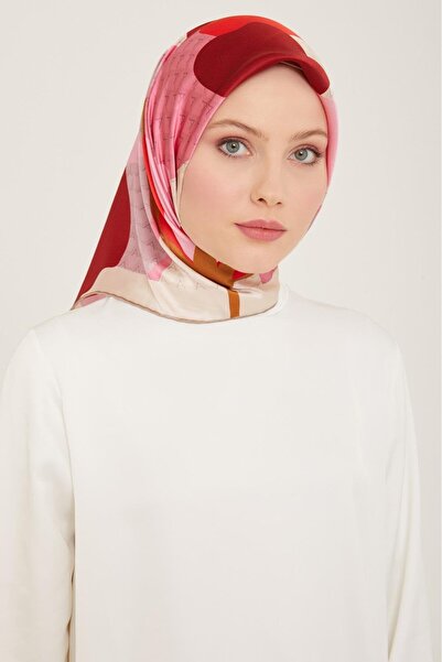 Armine Roz - Eșarfă de mătase Tivil cu model de lalele roz bomboană 9119 - 05