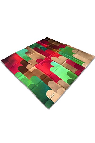 LA BOUTIQUE Μεταξωτό μαντήλι με ροζ καφέ σχέδιο 1976 - 06