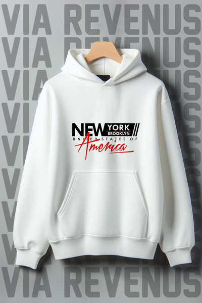 Vordevia New York America Štampano Kangaroo Pocket 3 Thread Ş Čupkani materij...