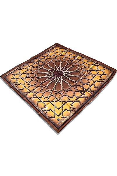 Vissona Γυναικείο μεταξωτό φουλάρι τουίλ σε μπεζ απόχρωση καμήλας