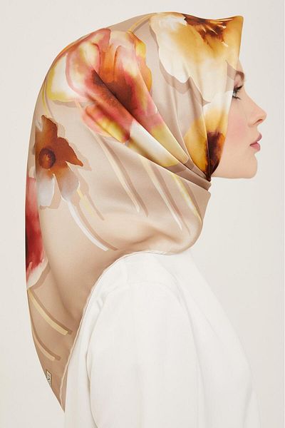 Armine Μοτίβο λουλουδιών από σκούρα πέτρα Sura Silk Scarf 9105-33