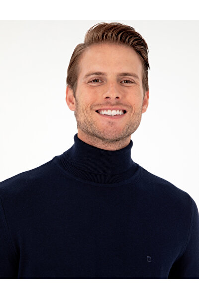 Pierre Cardin Navy Blue Slim Fit Turtleneck Basic Knitwear Sweater 50296582-Vr033
