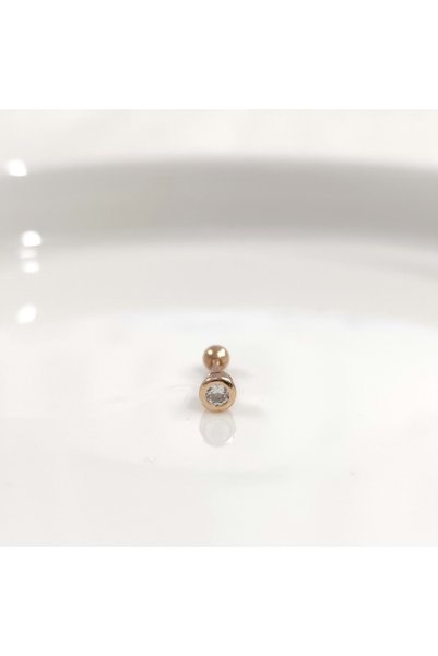 Güler Yüzlü Silver 4 MM TEK TAŞ GÜMÜŞ TRAGUS PIERCING - ROSE BAKIR