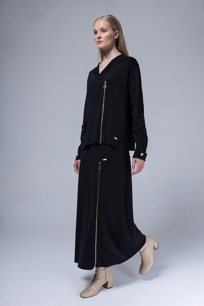 Niliwi 3073 Etk Zippered Steel Knitted Bell Skirt