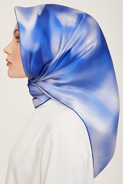 Armine Γκρι - Μπλε Μεταβαλλόμενο Μοτίβο Λουλουδιών Μεταξωτό Φουλάρι Tivil 9124 - 84