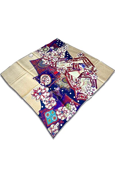 Pierre Cardin Μπλε κρέμα πετρελαίου με μικτό σχέδιο Sura μεταξωτό μαντήλι 4210701 - 311