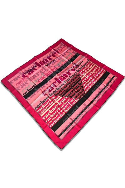 Cacharel Рожево-чорний шарф з мішаним візерунком з шовкового тивілу 32015