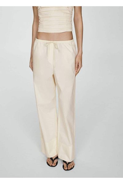 MANGO Woman Cotton Wideleg Pants